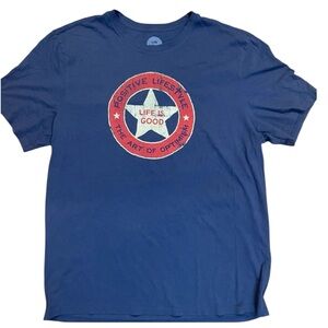 Life is Good Navy Blue Positive Lifestyle Star Graphic Tee Shirt Men’s Large